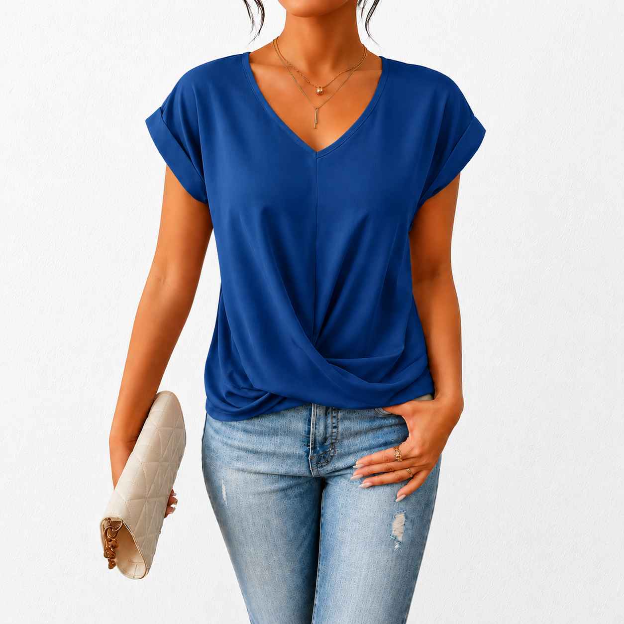 Dusty Rose V-Hals Twist Top