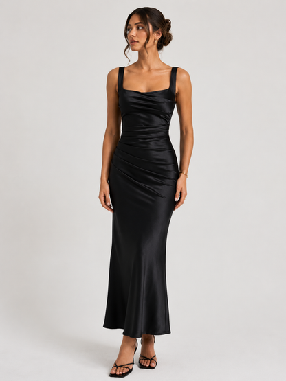 Noir Satin Maxi Dress
