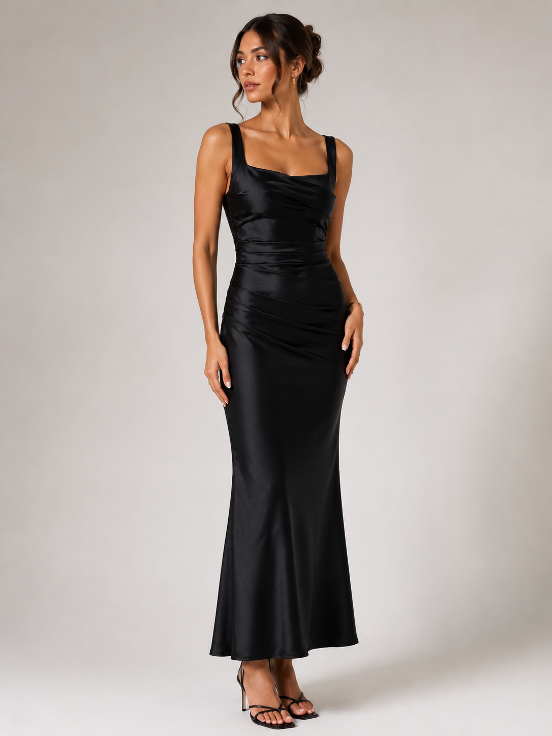 Noir Satin Maxi Dress